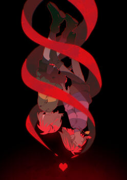 2others black_shorts blue_sweater boots brown_hair chara_(undertale) closed_eyes commentary double_horizontal_stripe english_commentary falling frisk_(undertale) green_sweater heart highres multiple_others other_focus paper1023 short_hair shorts single_horizontal_stripe striped_clothes striped_sweater sweater undertale utdr_(toby_fox)