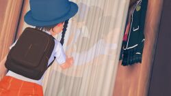 1boy 2girls 3d against_wall animated ass bag black_hair blush bottomless bouncing_breasts braid breasts brown_hair caught changing_room closed_eyes covering_breasts covering_privates cum cum_in_pussy curtains doggystyle embarrassed feathermapleleaf florian_(pokemon) from_behind hat highres humping juliana_(pokemon) koikatsu_(medium) large_breasts large_testicles loli looping_animation multiple_girls nemona_(pokemon) nintendo nipples orange_eyes orgasm pokemon pokemon_sv ponytail public_indecency sex sex_from_behind shota stealth_sex sweat testicles thighhighs thighs tongue tongue_out torogao translucent vaginal video