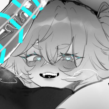 1boy 1girl :d breasts censored close-up eonsang excited florence_(girls&#039;_frontline_2) girls&#039;_frontline girls&#039;_frontline_2:_exilium greyscale hair_between_eyes heart heart-shaped_pupils long_hair medium_breasts monochrome open_mouth pa-15_(girls&#039;_frontline) penis smile solo_focus symbol-shaped_pupils very_long_hair