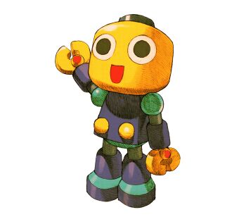 arm_up full_body humanoid_robot marvel_vs._capcom marvel_vs._capcom_2 mega_man_(series) mega_man_legends_(series) official_art open_mouth robot servbot_(mega_man) simple_background smile solo transparent_background