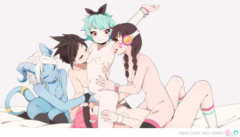 5girls aqua_hair arm_up armpits bandaid bandaid_on_leg black_bow black_hairband black_headband black_legwear blue_eyes blue_nails blue_skin bow bracelet braid breast_sucking breasts brown_eyes brown_hair character_request closed_eyes closed_mouth collarbone colored_nipples colored_skin commentary_request cunnilingus d.va_(overwatch) draenei dripping ear_piercing english_text facial_mark fingering girl_on_top glasses hair_bow hairband hand_on_another's_thigh hand_on_another's_waist headband headphones highres horns jewelry kneeling licking licking_armpit long_hair looking_at_another lying medium_breasts multicolored_nails multiple_girls nail_polish navel nipples nude on_back oral overwatch overwatch_1 piercing pink_hair pink_nails profile purple_nipples pussy pussy_juice red_eyes saliva seiza short_hair simple_background sitting skindentation small_breasts smile socks spiked_hair star-kiss straddling striped_legwear sweat tail teamwork thighhighs tongue tongue_out tracer_(overwatch) twin_braids uncensored warcraft watch white_background white_hair white_legwear white_nails wristwatch yellow_nails yuri