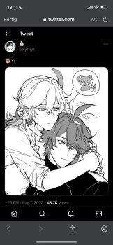 2boys absurdres alhaitham_(genshin_impact) bad_source genshin_impact haikaze highres kaveh_(genshin_impact) kavehaitham kavetham kuren_0x mlm multiple_boys