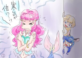 Rule 34 | 3girls, commentary request, feral instincts, kasuga rurito, laura la mer, multiple girls, nekoyashiki yuki, precure, star twinkle precure, trait connection, tropical-rouge! precure, wonderful precure!, yuni (precure)