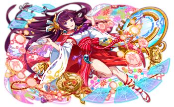 1girl adapted_costume alternate_costume animal_print anime_coloring ankle_socks armpits artist_request ascot bell bird_print blue_gemstone blunt_ends blunt_sidelocks bow breasts cape crash_fever detached_sleeves earrings facial_mark floral_print floral_print_cape flower_symbol full_body furisode_sleeves game_cg gem hair_ribbon hairband hakama hakama_skirt himiko_(crash_fever) holding holding_veil jade_(gemstone) japanese_clothes jewelry jingle_bell kimono knees_together_feet_apart leg_tattoo leg_wrap long_hair long_skirt long_sleeves looking_at_viewer low-tied_long_hair magatama magatama_earrings mark_under_eye medium_breasts neckerchief number_tattoo numbered official_alternate_costume official_art ofuda open_mouth outline pink_cape pink_lips pleated_skirt print_sleeves purple_ascot purple_eyes purple_hair purple_neckerchief red_bow red_hakama red_outline red_sailor_collar red_sandals ribbon ribbon-trimmed_sleeves ribbon_trim sailor_collar sandals see-through_clothes see-through_veil sidelocks skirt sleeveless sleeveless_kimono socks solo square square_tattoo striped_bow striped_collar tabi tachi-e tassel tattoo third-party_source three-quarter_sleeves transparent_background tsurime veil very_long_hair white_hairband white_kimono white_ribbon white_sleeves white_socks white_veil wide_sleeves zouri