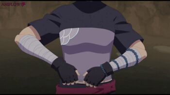 1girl aniflow animated animated_gif ass ass_focus bad_tag bra breasts hidan naruto naruto_(series) naruto_shippuuden nii_yugito pussy underwear undressing yugito_ni