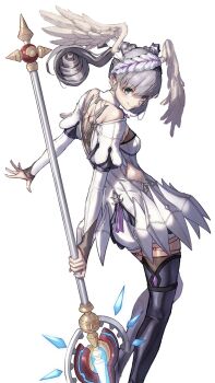 1girl absurdres hakusai_(hksicabb) highres holding holding_staff melia_antiqua simple_background solo staff white_background xenoblade_chronicles:_future_connected xenoblade_chronicles_(series) xenoblade_chronicles_1