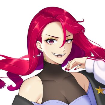 1girl artist_request beach breasts cleavage medium_breasts navel red_eyes red_hair yun_tokageno