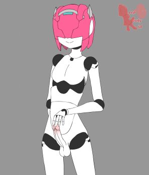 1boy android animated deepbootykid highres male_focus penis robot robot_neoanthropinae_polynian shamrock_(polynian) solo testicles trap v