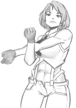 1girl breasts female_focus pants shirt short_hair smile the_king_of_fighters thighs vanessa_(kof) white_shirt wide_hips