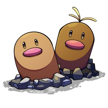 Rule 34 | alolan diglett, alolan form, commentary, diglett, english commentary, gen 1 pokemon, gen 7 pokemon, looking at viewer, mistray-art, nintendo, no humans, numbered, pokemon, pokemon (creature), regional and normal, signature, simple background, white background