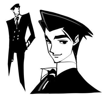 1boy abcontrol_zzz black_eyes black_hair black_jacket black_necktie black_pants black_suit collared_shirt formal_clothes highres jacket long_sleeves looking_at_viewer male_focus multiple_views necktie pants portrait roger_smith shirt short_hair striped_clothes suit the_big_o thick_eyebrows vertical-striped_clothes vertical-striped_necktie white_background