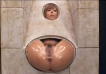 1boy 1girl anal animated animated_gif asian ass ass_hanging_out bdsm bondage bound breasts brown_hair censored hetero lowres miyashita_tsubasa nude photo_(medium) pubic_hair public_use pussy restrained sdmt-342 sex sod_create spread_legs stuck through_wall