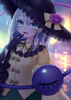 black_hat bow buttons diamond_button eyeball frilled_shirt_collar frills hat hat_bow hat_ribbon heart heart_of_string highres komeiji_koishi ribbon rnkgmn shirt third_eye touhou yellow_shirt