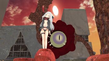 1girl 3d asphyxiation bad_end city defeat demon devil diamond_chan dungeon dying hanged legs loli mikumikudance monster neck_grab open_mouth pain ryona size_difference strangling tentacles torture unconscious white_hair