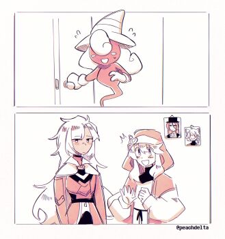 2others 3boys :d a_(xenoblade) androgyne_symbol androgynous animal_ears arc_system_works ascot blue_eyes blush_stickers bridget_(guilty_gear) cape cat_ears choker crossover curly_hair ghost ghost_tail guilty_gear guilty_gear_strive hair_between_eyes hair_over_eyes hat height_difference highres hood jitome juniper_(xenoblade) long_hair long_sleeves mario_(series) medium_hair monochrome monolith_soft multiple_boys multiple_crossover multiple_others nintendo notice_lines open_mouth paper_mario paper_mario:_the_thousand-year_door peachdelta puffy_long_sleeves puffy_sleeves sidelocks simple_background smile standing straight_hair swept_bangs tareme testament_(guilty_gear) top_hat upper_body vivian_(paper_mario) witch_hat xeno_(series) xenoblade_chronicles_(series) xenoblade_chronicles_3