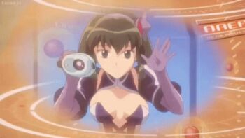 1girl animated animated_gif anime_screenshot barnette_orangello bouncing_breasts breast_focus breasts large_breasts lowres solo vandread