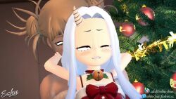 1futa 1girl 3d anal animated artist_name barefoot blonde_hair blush boku_no_hero_academia bottomless bow breasts christmas christmas_ornaments christmas_tree cleft_of_venus clenched_teeth clothed_sex double_bun dress eri_(boku_no_hero_academia) eshu-chan fur_trim futa_with_female futanari grey_hair hair_bun highres horns indoors large_penis large_testicles loli long_hair medium_breasts neck_bell penis pussy red_bow red_dress red_eyes reverse_suspended_congress santa_costume santa_dress sex sex_from_behind single_horn size_difference small_breasts standing tearing_up teeth testicles toga_himiko uncensored video watermark web_address yellow_eyes