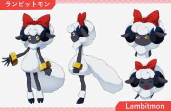 bracelet digimon digimon_(creature) holy_ring jewelry looking_at_viewer loyaldis oridigi original ribbon sheep_girl smile yellow_eyes