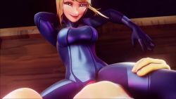 1boy 1girl 20s 3d animated arm_support black_background blender_(medium) blonde_hair blue_bodysuit bodysuit bouncing bouncing_breasts breasts clothed_female_nude_male clothing_cutout condom crotch_cutout cumminham erection eye_contact green_eyes hetero large_breasts large_penis leg_grab long_hair looking_at_another looking_at_viewer lying metroid missionary mole mole_under_mouth nintendo nude on_back on_table one_eye_closed penis pov pussy samus_aran sex simple_background skin_tight solo_focus sound spread_legs table uncensored unfinished vaginal video wink zero_suit