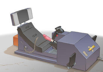 bdsm bondage bound controller dildo ha_ku_ronofu_jin harness highres joystick no_humans predicament_bondage sex_toy trigger vibrator video_game white_background