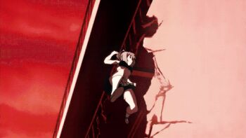 1girl absurdres animated animated_gif bare_shoulders black_shorts black_skirt black_sports_bra blue_eyes bluesy_fluesy collared_shirt female_focus full_body glasses grey_hair highres long_hair midriff miniskirt navel pleated_skirt ponytail school_uniform sexually_suggestive shirt shoes shorts skirt socks solo solo_focus sports_bra stomach taboo_tattoo torn_clothes torn_shirt upskirt white_shirt white_shoes white_socks window