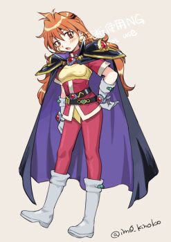 Rule 34 | 1girl, bandeau, black cape, boots, breasts, brown hair, cape, commentary request, full body, gloves, grey background, grey boots, grey gloves, hair between eyes, jacket, leotard, lina inverse, long hair, looking at viewer, medu (rubish), pants, pants under leotard, red eyes, red jacket, red pants, sketch, slayers, small breasts, solo, twitter username, watermark, white trim, yellow bandeau, yellow leotard