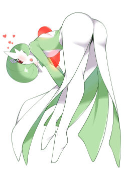 1girl daive gardevoir gen_3_pokemon nintendo pokemon pokemon_(creature) red_eyes simple_background white_background