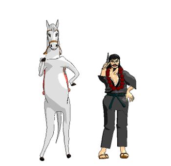 ? animated animated_gif gundou_musashi hare_hare_yukai horse lowres parody sandals suzumiya_haruhi_no_yuuutsu what zouri
