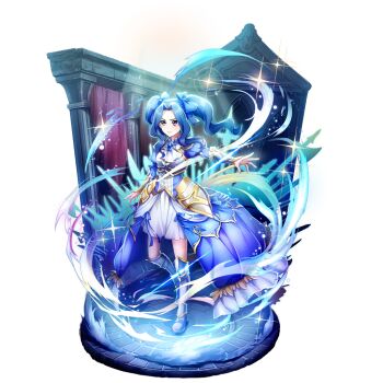 1girl armor armored_boots armored_dress artist_request aura blue_gemstone boots breasts child collared_dress curtained_hair dress expressionless frilled_dress frills full_body game_cg gem grey_boots hair_ribbon high_collar hydrokinesis indoors knee_boots light_particles long_dress long_hair looking_ahead melty_q_melromarc official_alternate_costume official_art outstretched_arm purple_dress purple_eyes purple_hair purple_ribbon ribbon short_dress simple_background small_breasts solo sparkle standing tate_no_yuusha_no_nariagari tate_no_yuusha_no_nariagari_rerise transparent_background twintails two-tone_dress v-shaped_eyebrows water white_dress