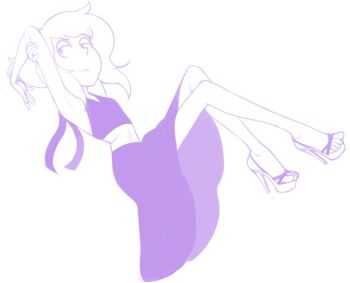 1girl breasts dress high_heels lapis_lazuli_(steven_universe) legs misplacedlines monochrome small_breasts steven_universe