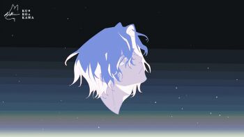 1boy adam's_apple animated animated_gif artist_name flower head_only lang_ji looking_at_viewer male_focus original parted_lips pink_eyes pink_flower pink_rose plant profile purple_hair rose short_hair solo vines watermark