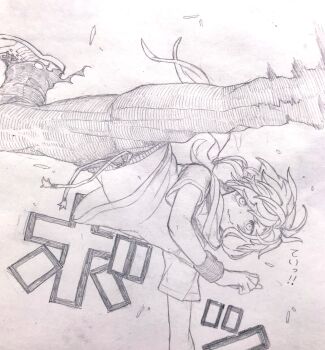 1girl :3 alternate_costume capoeira commentary_request debris floating_hair graphite_(medium) greyscale handstand highres looking_at_viewer monochrome motion_blur motion_lines navel one_arm_handstand outstretched_leg pants shirt shoes short_hair_with_long_locks short_sleeves simple_background sneakers solo sweatband sweatpants t-shirt toriniku29 torn_clothes torn_pants traditional_media upside-down vocaloid voiceroid wristband yuzuki_yukari