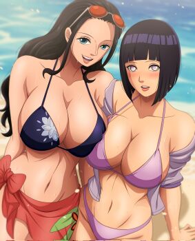 2girls boruto:_naruto_next_generations boruto_(series) breasts crossover huge_breasts hyuuga_hinata long_hair multiple_girls naruto_(series) nico_robin one_piece