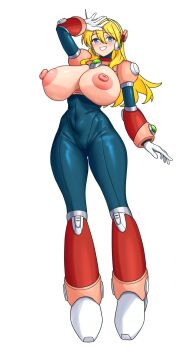 1girl alia_(mega_man) blonde_hair breasts feichu_keju highres mega_man_x_(series) robot_girl solo