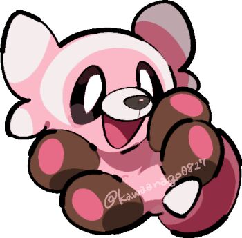 animal_focus chibi chibi_only commentary_request full_body gen_7_pokemon kawaanago lowres nintendo no_humans open_mouth pokemon pokemon_(creature) pokemon_focus smile solo stufful transparent_background twitter_username