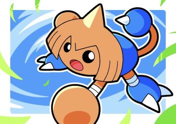 claws cocoro_the_c commentary_request fighting_stance full_body gen_2_pokemon hitmontop nintendo open_mouth outline pokemon pokemon_(creature) pokemon_focus solo tail white_outline