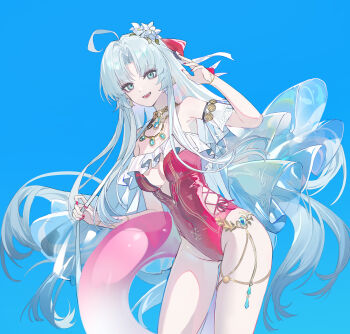 Rule 34 | 1girl, absurdres, ahoge, aqua eyes, bare shoulders, blue background, breasts, carlotta (splashing summer) (wuthering waves), carlotta (wuthering waves), casual one-piece swimsuit, chinese commentary, commentary request, covered navel, earrings, echj, frilled one-piece swimsuit, frills, grey hair, hand up, highres, innertube, jewelry, long hair, looking at viewer, medium breasts, nail polish, necklace, off-shoulder one-piece swimsuit, off shoulder, official alternate costume, one-piece swimsuit, open mouth, parted bangs, pink one-piece swimsuit, red nails, sidelocks, smile, solo, swim ring, swimsuit, thighs, very long hair, wuthering waves