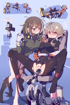 ! !! >_< 2girls :d ? ^^^ absurdres ahoge anger_vein arknights arms_behind_back artistic_error bar_censor bdsm bird_mask black_legwear black_sweater blue_background blush bondage boots bound breasts brown_eyes brown_footwear brown_hair camera censored chair character_censor chinese_commentary clenched_teeth clothes_pull clothing_cutout coat controller crotch_cutout cuffs dildo doctor_(arknights) drone earrings female_ejaculation female_focus female_orgasm full_body gloves green_sweater grey_gloves hair_between_eyes head_steam highres hood hooded_coat imazawa jewelry jumping knotted_dildo large_variant_set leaning_forward licking_lips light_brown_hair looking_at_another m_legs magallan_(arknights) mask mask_around_neck mayer_(arknights) medium_breasts medium_hair messy_hair multicolored_hair multiple_girls nervous_sweating no_panties no_shoes non-humanoid_robot novelty_censor object_insertion off_shoulder open_clothes open_coat open_mouth orange_coat orgasm pantyhose pantyhose_around_one_leg pantyhose_pull pulling pussy_juice rape remote_control restrained revenge ribbed_sweater robot robot_animal robot_dog robot_sex rope running sanpaku sex_machine sex_toy shackles shibari short_hair sidelocks simple_background sitting skates smile spread_legs standing stomach_bulge streaked_hair sweat sweater taut_clothes tearing_up tears teeth tongue tongue_out torn_clothes torn_legwear trembling turtleneck turtleneck_sweater two-tone_hair v-shaped_eyebrows vaginal vaginal_object_insertion variant_set white_coat white_hair winter_clothes winter_coat xd yellow_eyes