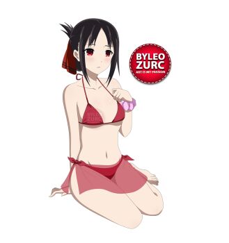 1girl barefoot black_hair bra breasts kaguya-sama_wa_kokurasetai_~tensai-tachi_no_renai_zunousen~ leozurcxxx open_mouth panties red_eyes shinomiya_kaguya short_hair solo swimsuit underwear
