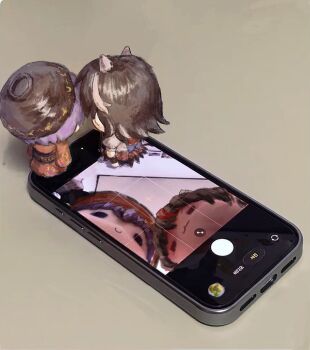 2girls :3 black_dress black_hair blue_bow bow bowl bowl_hat chibi chibi_only dress figures_taking_selfie_(meme) filia_(sonzione807560) from_behind full_body hat horns japanese_clothes kijin_seija kimono long_sleeves medium_hair meme mini_person minigirl multicolored_dress multicolored_hair multiple_girls obi oversized_object puffy_short_sleeves puffy_sleeves purple_hair red_dress red_hair red_kimono sash selfie short_sleeves sleeves_past_fingers sleeves_past_wrists standing_on_object sukuna_shinmyoumaru touhou two-tone_hair user_interface viewfinder waist_bow white_dress white_hair wide_shot