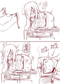 !? 1boy 1girl ass ass_grab ball_gag bar_censor blush body_writing breasts censored cleavage collarbone cum cum_in_pussy doggystyle gag gagged ghost glory_wall hair_over_one_eye heart heart-shaped_pupils hetero highres instant_loss large_breasts lilish long_hair looking_at_viewer looking_back marker no_bra open_clothes open_shirt penis pussy screen sex sex_from_behind shirt speech_bubble stuck sweat symbol-shaped_pupils tally television the_ring through_medium through_screen through_wall vaginal yamamura_sadako