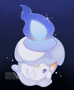 Rule 34 | blue fire, candle, commentary, fire, gen 5 pokemon, highres, iwasi 29, litwick, nintendo, no humans, open mouth, pokemon, pokemon (creature), pokemon focus, purple fire, sparkle, untranslatable commentary, yellow eyes