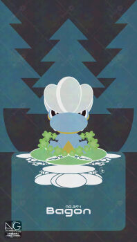 Rule 34 | bagon, black eyes, bright pupils, character name, clover, fangs, gen 3 pokemon, highres, looking at viewer, meme (sleepsheep), nintendo, no humans, pokemon, pokemon (creature), pokemon focus, sitting, solo, white pupils