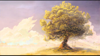 Rule 34 | arsenixc, cloud, faux traditional media, grass, image sample, landscape, leaf, letterboxed, original, scenery, sky, swing, tree