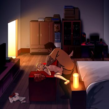 1boy 1girl ahegao as109 asphyxiation ass bed bedroom bend bent_over blonde_hair broom closed_eyes clothed_male_nude_female computer controller couch elf flat_chest game_controller gamepad hair_ribbon hetero indoors loli long_hair miniskirt night nipples no_panties nude open_mouth panties playing pointy_ears rape ribbon sex shirt skirt sleeping spread_legs strangling tongue tongue_out tsuuhan_elf underwear unworn_panties