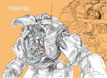 1girl aqua_hair atlas_(titanfall) hatsune_miku mecha on_mecha open_cockpit osakana_(denpa_yun&#039;yun) robot science_fiction titan_(titanfall) titanfall titanfall_(series) twintails vocaloid