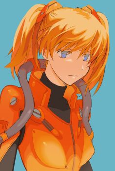 1girl 4zw89qkqagggcf7 :&lt; alternate_hairstyle blue_eyes blush bodysuit brown_hair closed_mouth collarbone covered_collarbone evangelion:_3.0+1.0_thrice_upon_a_time hair_between_eyes highres long_hair looking_at_viewer mecha_pilot_suit neon_genesis_evangelion official_alternate_costume plugsuit_(evangelion) rebuild_of_evangelion red_bodysuit simple_background solo souryuu_asuka_langley tsundere tube twintails very_long_hair