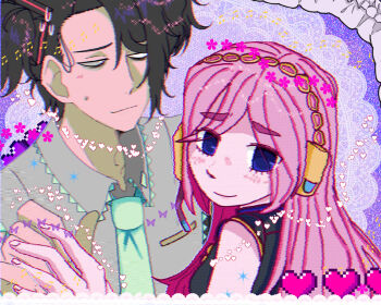 Rule 34 | couple, crossover, dazai osamu (isekai shikkaku), hatsune miku, isekai shikkaku, megurine luka, sacchan (isekai shikkaku), vocaloid