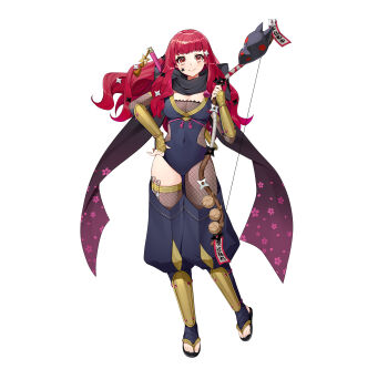 Rule 34 | 1girl, absurdres, black scarf, bodystocking, bow (weapon), breasts, cleavage, covered navel, fire emblem, fire emblem engage, fire emblem heroes, fishnet bodystocking, fishnet thighhighs, fishnets, floral print, fox mask, full body, hair ornament, highres, holding, holding bow (weapon), holding weapon, idenshi hina, japanese clothes, long hair, looking at viewer, mask, medium breasts, ninja, nintendo, official alternate costume, official art, red eyes, red hair, sandals, scarf, shuriken, star (symbol), thighhighs, weapon, yunaka (fire emblem), yunaka (stealthy imitator) (fire emblem)