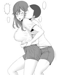 1boy 1girl alternate_breast_size_(larger) bloomers blush breasts buttjob chikan from_behind groping hori-san_to_miyamura-kun hori_kyouko hug humping large_breasts molestation monochrome nervous nervous_sweating non-web_source resisting rubbing shaved_head simple_background surprised sweat sweatdrop taito0630 ugly_bastard uncomfortable underwear